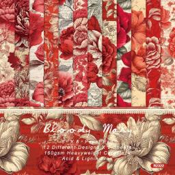 Estilo colorido Floral Papel de fundo, Scrapbook Pads, Junk Journal Paper Pack, Arte Artesanal Papel Artesanal, 6 Polegadas, 12 Folhas - Image 2