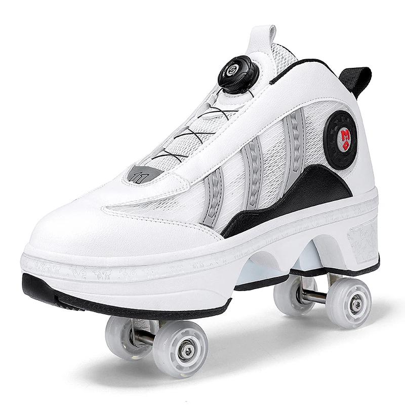 Patins casuais Tênis de rua, Tênis Parkour, Sapatos de patinação de rua, Patins Quad Deformação, 4 rodas - Image 1