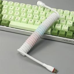 Tipo-c usb 1.8m teclado mecânico fio de cabo enrolado para acessórios espirais paracord do conector da aviação do teclado mecânico - Image 3