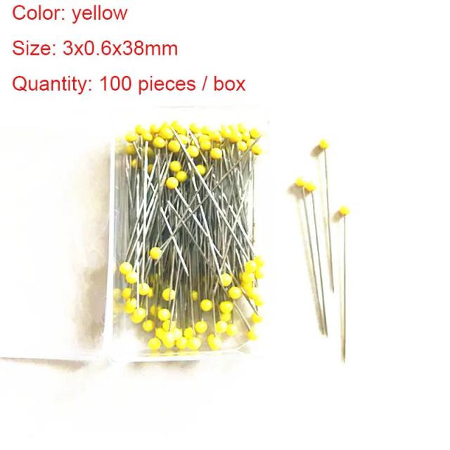 Pinos de Costura de 38mm com Cabeça de Vidro - Caixa com 100 Peças para Estofados, Costura e Artesanato DIY