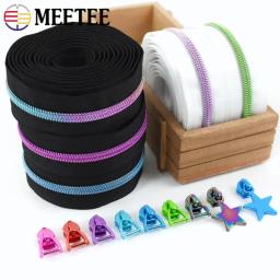Meetee 2/5M 5 #   Fitas de zíperes de náilon com zíper slider puxar saco decoração bobina fechamentos kit de reparo de zíper diy acessórios de costura de vestuário - Image 1