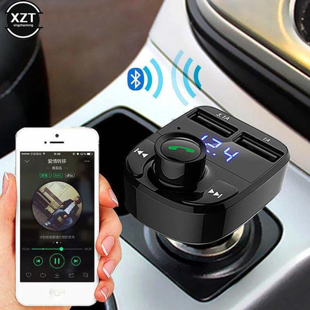 Mais novo led sem fio bluetooth carro duplo carregador usb para o telefone portátil display handsfree chamando kit carro transmissor fm mp3 player