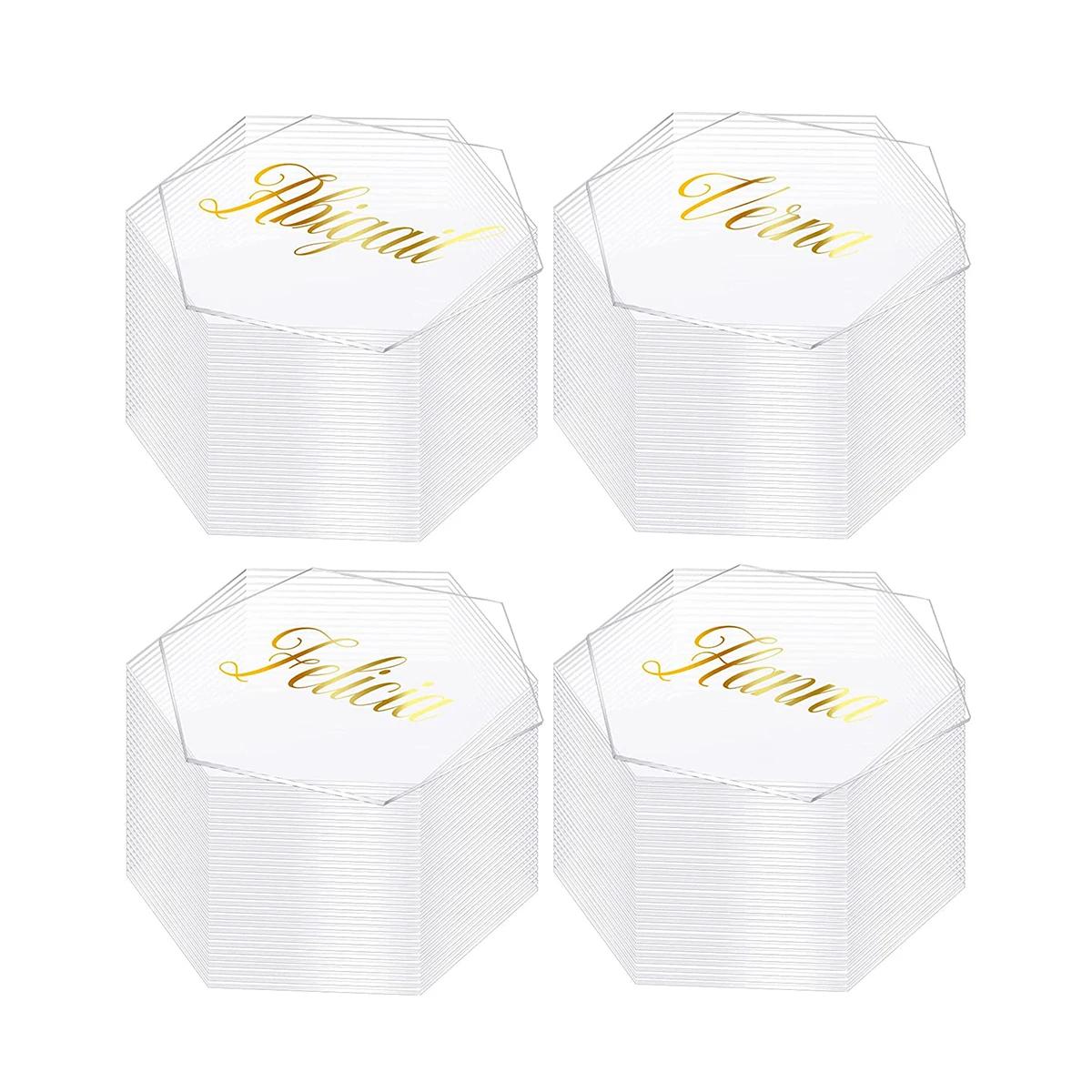 10/20/50 pçs cartão de lugar de mesa acrílico dourado para festa de casamento cartões de assento sinal nomes de convidados tag convite festa decoração diy - Image 1