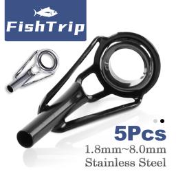 FishTrip 5 peças de guia de vara de pesca, kit de reparo superior de ponta, anel cerâmico de aço inoxidável 1.8mm ~ 8.0mm, substituição de construção de vara de pesca - Image 1