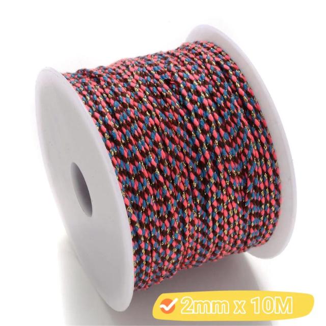 Corda de Algodão Natural Colorida para DIY - Artesanato Boêmio de Fibra, 2mm, 10m Rolo