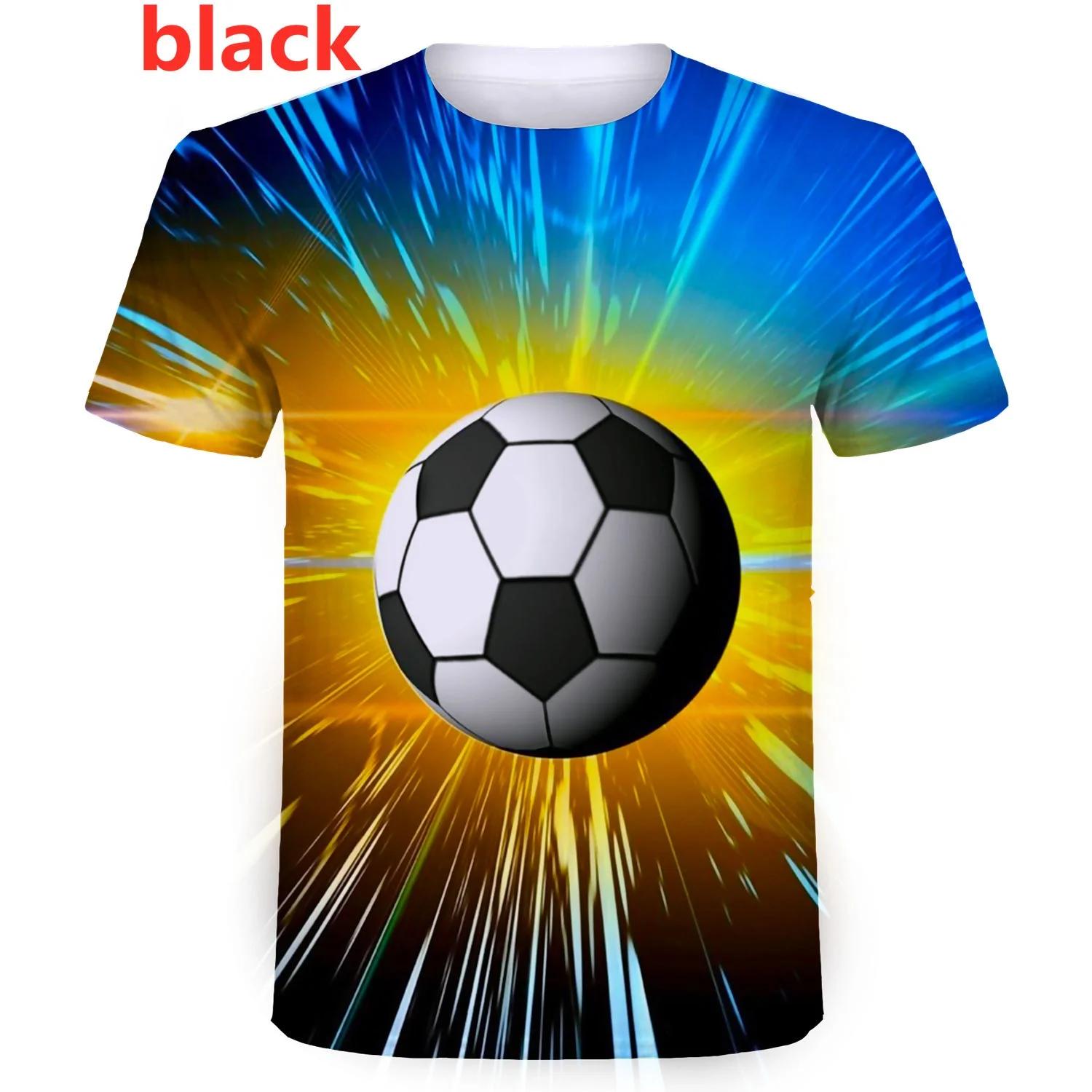 Camiseta masculina de futebol de manga curta, combinando cores, impressão 3D, impressão futebol, estilo verão, tops da moda infantil, novo - Image 1