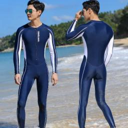 Fato de banho masculino de peça única, tamanho grande, calça de mergulho de manga comprida, roupa de mergulho de secagem rápida - Image 3