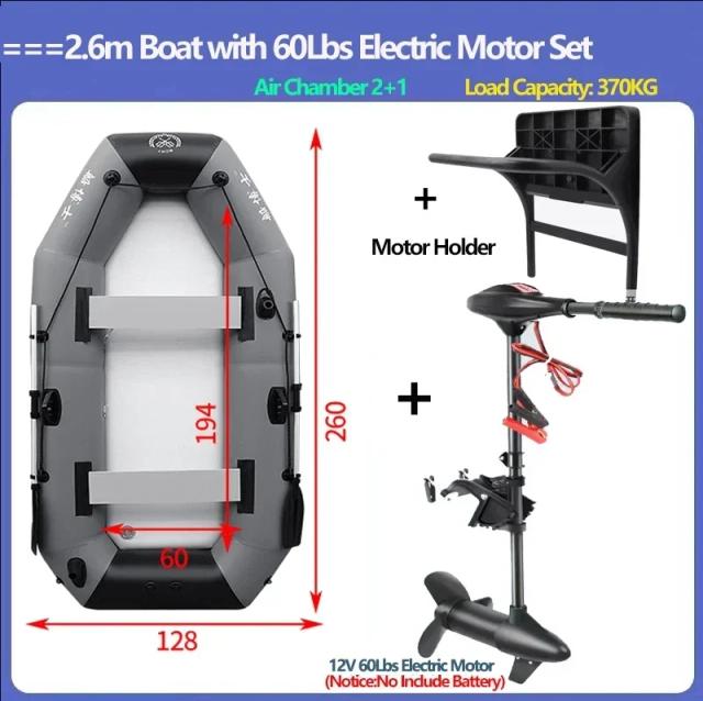 Barco Inflável com Motor Elétrico para Pesca em Rios e Lagos - Resistente e Durável