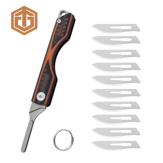 Faca Dobrável G10 com Lâmina Substituível - Faca de Bolso Laranja para EDC e Aventura ao Ar Livre