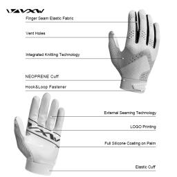 VXW Luvas de Futebol Americano Receptor NFL Sticky Glove Antiderrapante Silicone Palm Respirável Ajustável Rugby Sports Men Mulheres Juventude - Image 5