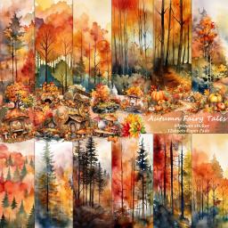 Autumn Forest Junk Journal Set, Perfeito para o jornal, Artesanato, Suprimentos de Scrapbooking, 12 papéis, 60 adesivos, 72 pcs - Image 1