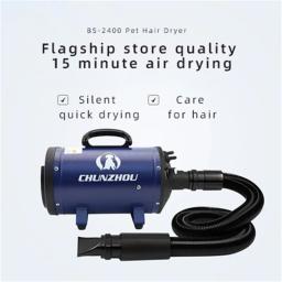 Pet Cabelo Secador Compressor, Cão e gato Grooming Blower, Vento quente, Cão pequeno médio e grande, BS2400 - Image 2