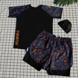 Troncos de natação de poliéster de alta qualidade para menino jovem, maiô juvenil adulto, troncos de natação, swimwear dupla camada para menino jovem - Image 1