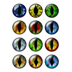 Cabochões de vidro redondos com olhos de gato e dragão, acessórios de jóias artesanais, 10mm/12mm/14mm/16mm/18mm/20mm/25mm, h014, 24pcs - Image 3