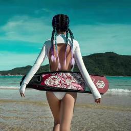 Saveoceano roupa de mergulho 2mm, branca de manga longa sem costas, roupa de mergulho para mulheres, maiô de peça única - Image 5