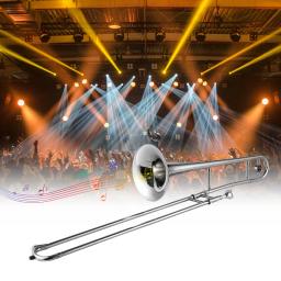 Prata Trompete Alto Trombone, Bb Tone, B Flat, Instrumento de Sopro, Cupronickel, Bocal, Limpeza Stick Case, Iniciante, Professor - Image 1