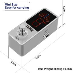 Rowin-pedal afinador de guitarra lt-910, liga de zinco, alta precisão, cromática, para guitarra elétrica, acessórios - Image 6