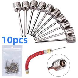 Basquete Inflando Agulha, Pino De Bomba De Aço Inoxidável, Válvula De Ar Adaptadores Bico, Futebol Inflável, 10Pcs - Image 1