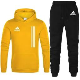 Conjunto de roupas esportivas para ginástica ao ar livre para homens e mulheres, capuz e calças, pulôver para primavera e outono, novo, 2 peças, 2022 - Image 3