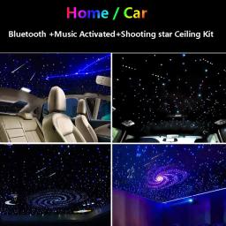 Carro telhado estrela tiro efeito luz, céu estrelado fibra óptica, Bluetooth, APP controle de RF, teto meteoro RGBW, 3-9W, 12 furos - Image 2