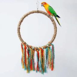 Animais de estimação pássaro papagaio brinquedo corda de algodão círculo brinquedos mastigando mordida papagaio poleiro pendurado gaiola balanço corda anel suporte de escalada brinquedo pássaro suprimentos - Image 3