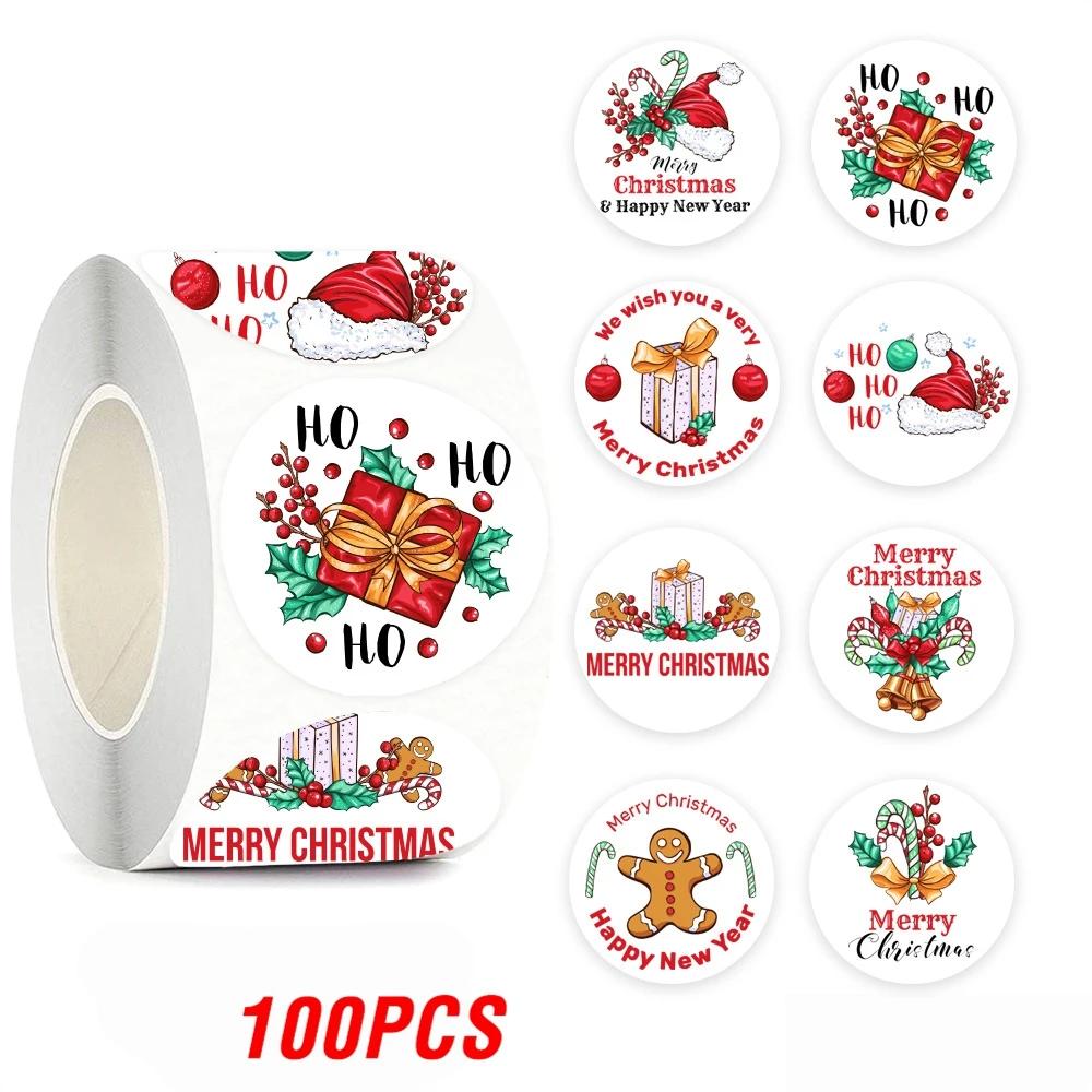 Feliz Natal selado envelope adesivo, decoração do partido, caixa de presente, decoração do lar, Baking Tags, 100-500pcs - Image 1