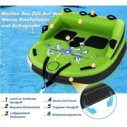 Tubo de jangada de água rebocável para 2 pessoas FDS para barco, tubo rebocável grande inflável para esportes aquáticos adultos, barco de jangada flutuante - Image 4