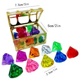Bela decoração de aquário diamante vida marinha ornamento de cristal decoração de tanque de peixes conjunto de pedras preciosas com caixa pirata mergulho gem - Image 6