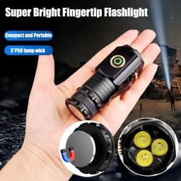 3led mini lanterna recarregável edc tocha à prova dwaterproof água caminhadas acampamento lanternas portáteis com clipe de caneta e ímã cauda - Image 1