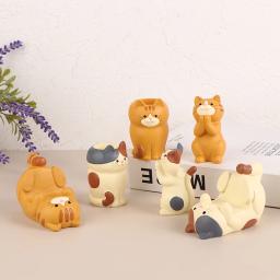 Japão Estilo Óculos Titular Do Telefone Móvel, Resina Artesanato Enfeites, Decoração Do Gato Desktop, Decor Home Collectible, Papelaria, 1Pc - Image 2
