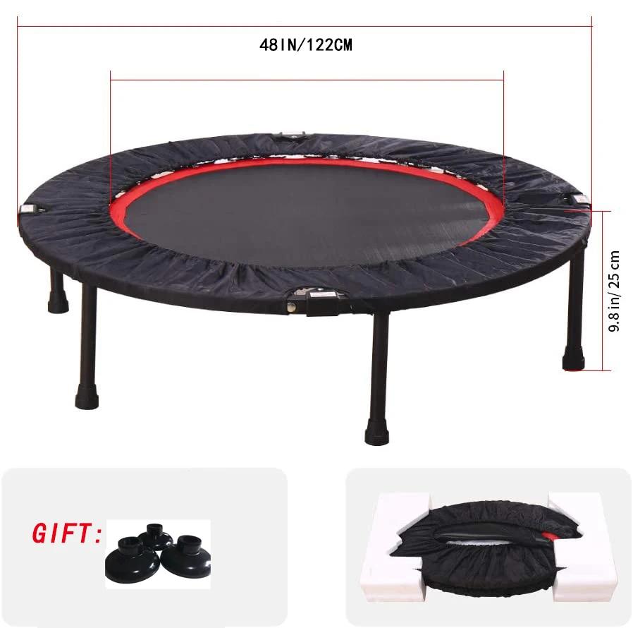 Mini Trampolim para Adultos com Corrimão Ajustável e Suporte de Até 300KG - Fitness Dobrável para Exercícios em Casa