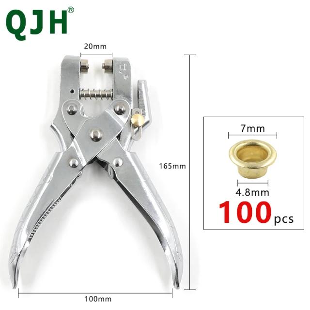 Kit de Ferramentas Qjh 101 Peças: Alicate de Ilhó Dupla Finalidade e Prensa Manual Portátil para Couro, Cintos, Sapatos e Tecidos
