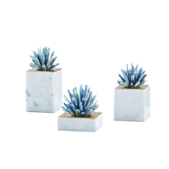 Esculturas de Flor de Cristal em Base de Mármore: Design Moderno para Decorar sua Sala de Estar e Mesa com Criatividade