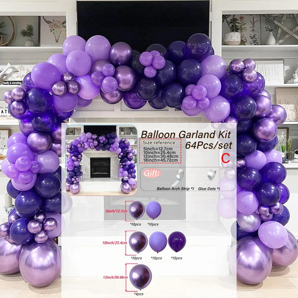 Kit do arco do balão do látex, roxo, ouro, branco, aniversário, casamento, despedida de solteiro, casamento, chuveiro nupcial, Dia das Bruxas, decoração - Image 1