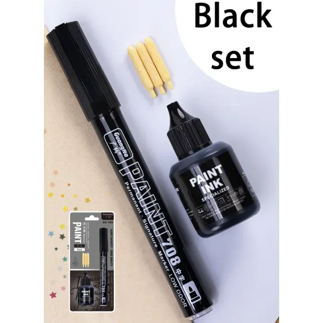 Conjunto de Canetas Marcadoras Metálicas 2mm em Ouro, Prata e Branco - Ideais para Mangá, Artesanato e Scrapbooking