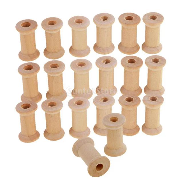 Conjunto de 20 Carretéis de Madeira Vazios para DIY - Ideal para Bobinas de Fio e Artesanato