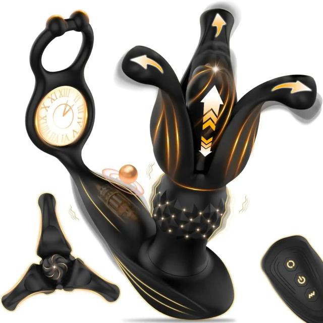 Massageador de Próstata Masculino com Controle Remoto, Vibrador Anal com Anel Duplo, Expansor Anal, Plugue Anal, Brinquedo Sexual para Adultos para Homens Gays