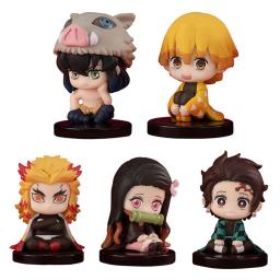 Q Versão Demon Slayer Action Figure Set, Boneca Fantasma Sentada, Tanjiro, Nidouzi, Inosuke, Zenizu Movie Model, Kid Toy Gift, 10pcs - Image 5