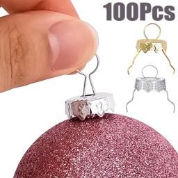 50/100 pçs redondo bolas de natal bonés bola de natal pendurado ornamentos tampa de metal removível pingentes de árvore de natal decoração de casa ano novo - Image 3
