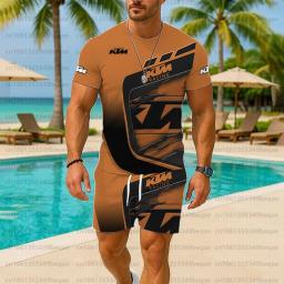 KTM Conjunto de roupas masculinas para motocicleta verão 2025, roupas esportivas respiráveis, shorts, roupa casual para bicicleta, 2 peças - Image 4