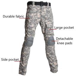 Calças de Carga Resistentes ao Desgaste para Escalada, Calça Camo Outdoor, Calças Táticas, Pano de Caça, Calças de Caminhada, Combate Paintball, Joelheira - Image 4
