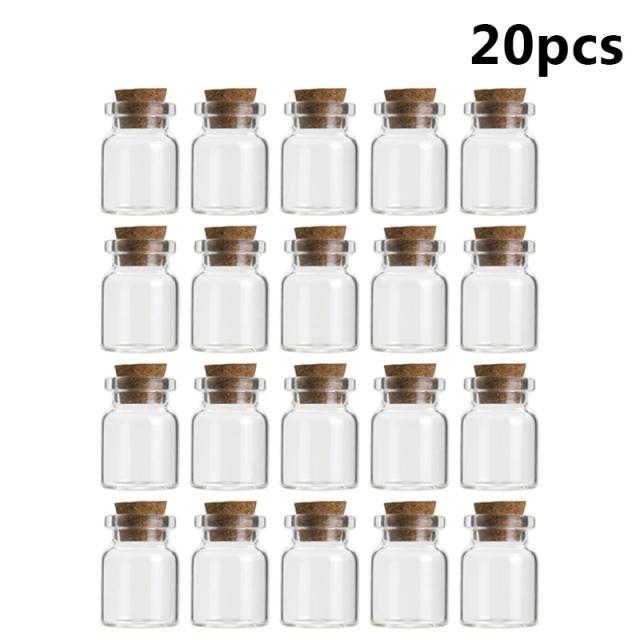 Mini garrafas de vidro transparente com rolha de cortiça para decoração de festas e DIY - kit com 10 ou 50 peças