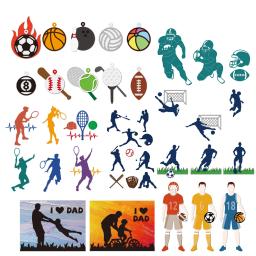 Estêncil em relevo para esportes cartão temático, corte de cartão morre, badminton, tênis, futebol, voleibol, basquete, gravação - Image 1