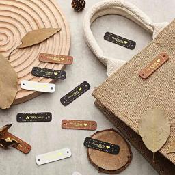 Handmade PU couro Tags para artesanato DIY, couro falso, costurar em etiquetas, enfeite, acessórios de malha com furos, 60pcs - Image 6