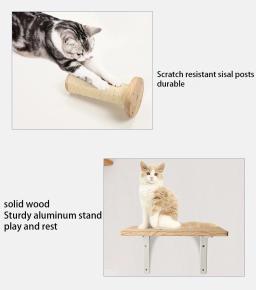 Prateleiras De Gato Montadas Na Parede, Arranhador Para Gato, Plataforma De Salto, Rede, Escada De Corda, Móveis De Madeira, 1Pc - Image 4
