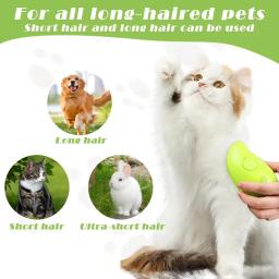 Spray removedor de cabelo elétrico para animais de estimação, Steam Brush Comb, Massage Hair Removal Tool, Dog and Cat Grooming, Água, 3 em 1 - Image 6