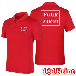 Polo de secagem rápida com logotipo de impressão personalizado, grupo individual camisas, logotipo personalizado bordado, tees top, verão - Image 1