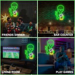 Sinal de luz de néon alienígena verde, LED regulável, Iluminar, Cerveja, Quarto, Sala de jogos, Bar, Cerveja, Pub, Hip Hop - Image 6