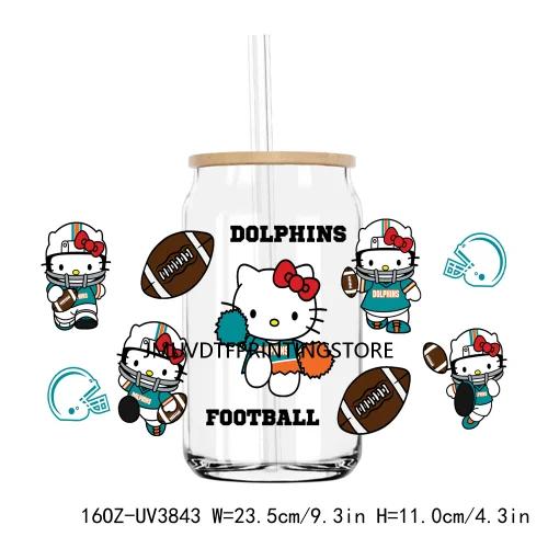 Adesivo Personalizado de Futebol para Copo de Vidro Libbey de 16oz - Transferência UV DTF com Design de Gato Cartoon e Etiquetas Customizáveis