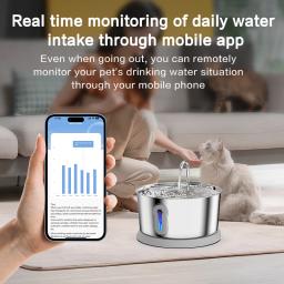 360 ° Fonte de água de indução automática para gato, aço inoxidável, controle inteligente por aplicativo, bebedor para animais de estimação, dispensador de água, vários animais de estimação - Image 1